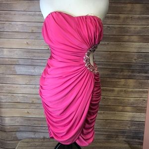 Pink Bodycon Dress with Cutout Side